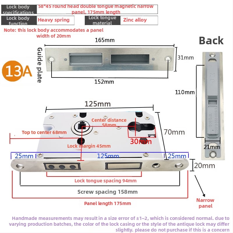 Zártest beltéri ajtóhoz | Modell 505872 Magnetic sorozat | Rozsdamentes acél panel | Modern minimalista stílus
