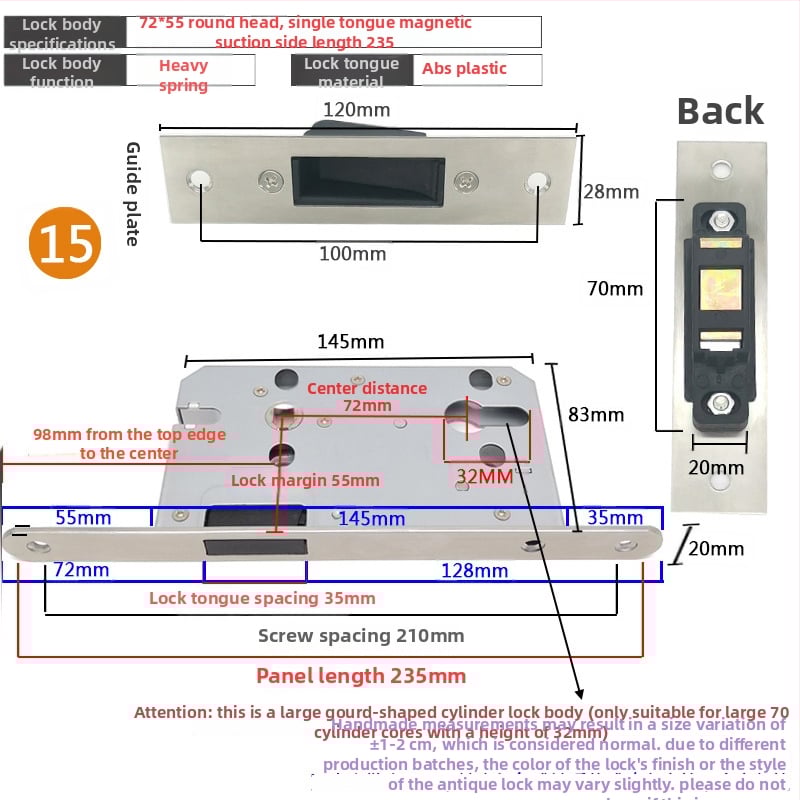 Zártest beltéri ajtóhoz | Modell 505872 Magnetic sorozat | Rozsdamentes acél panel | Modern minimalista stílus