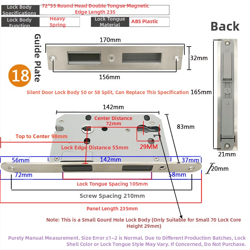 Zártest beltéri ajtóhoz | Modell 505872 Magnetic sorozat | Rozsdamentes acél panel | Modern minimalista stílus