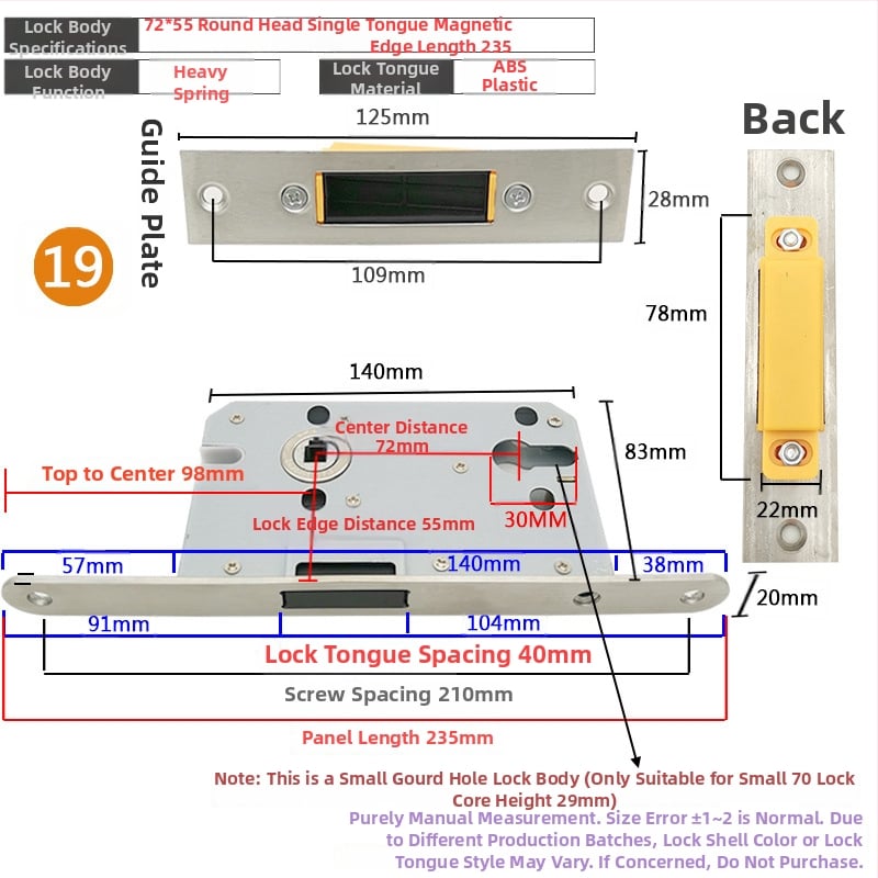 Zártest beltéri ajtóhoz | Modell 505872 Magnetic sorozat | Rozsdamentes acél panel | Modern minimalista stílus