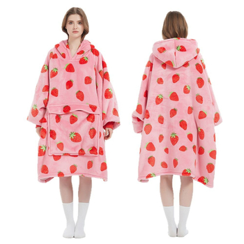 Plus-size pătură cu flanelă, cu glugă, cu buzunar mare — material poliester, greutate 300–500 g, pentru iarnă, calitate premium, stil modern minimalist