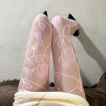 Nylon harisnya, virágos mintázat, vékony, nőknek, tavasz-nyár-őszre