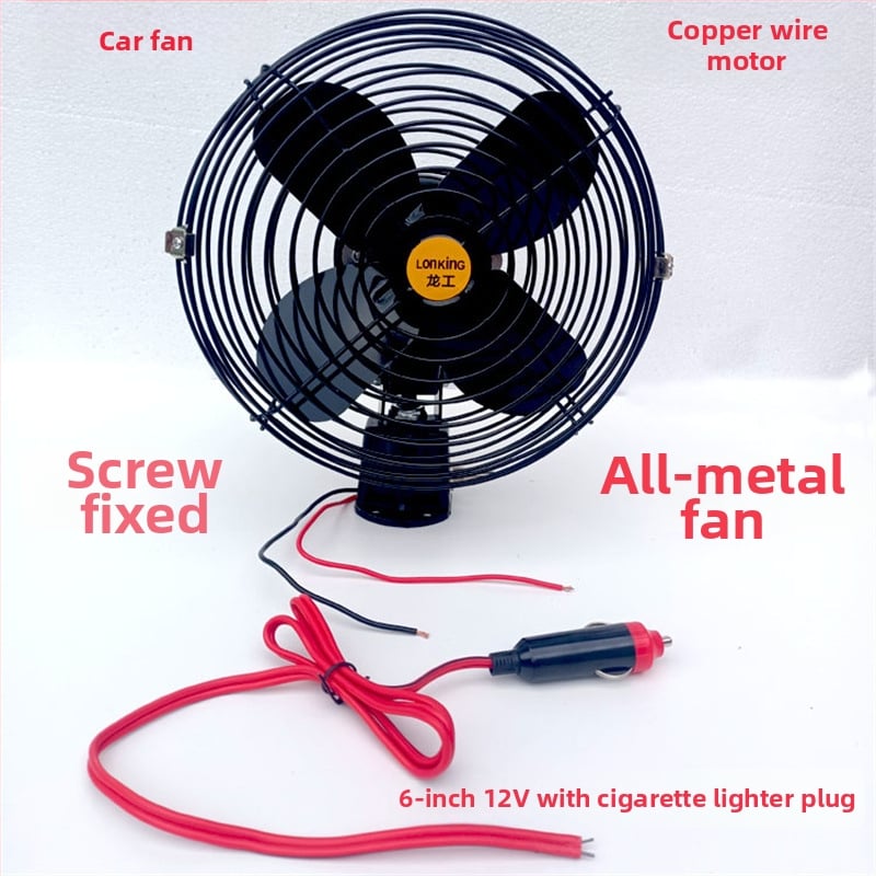 Gépjármű ventilátor 12V/24V oszcilláló fejjel, nagy teherautókhoz és kisbuszokhoz - erős áramlású hűtőventilátor