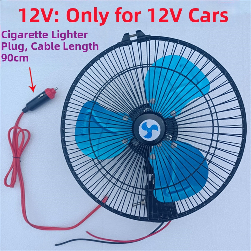 Gépjármű ventilátor 12V/24V oszcilláló fejjel, nagy teherautókhoz és kisbuszokhoz - erős áramlású hűtőventilátor