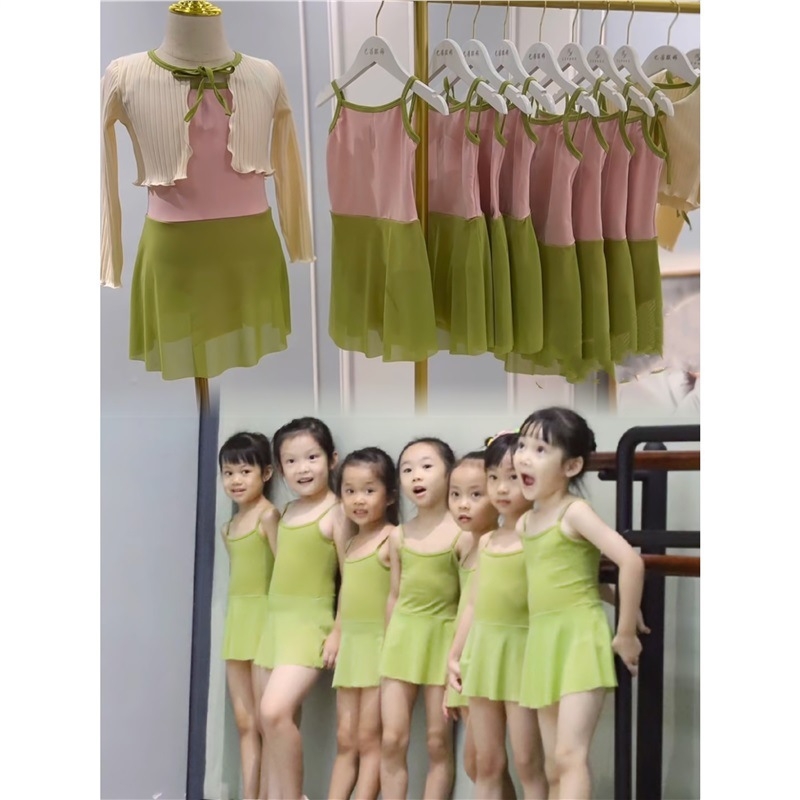 Gyerekeknek szóló táncruha lányoknak, gyakorló stílus, hosszú ujjú, nyúl szőr anyag, 2025 tavasz