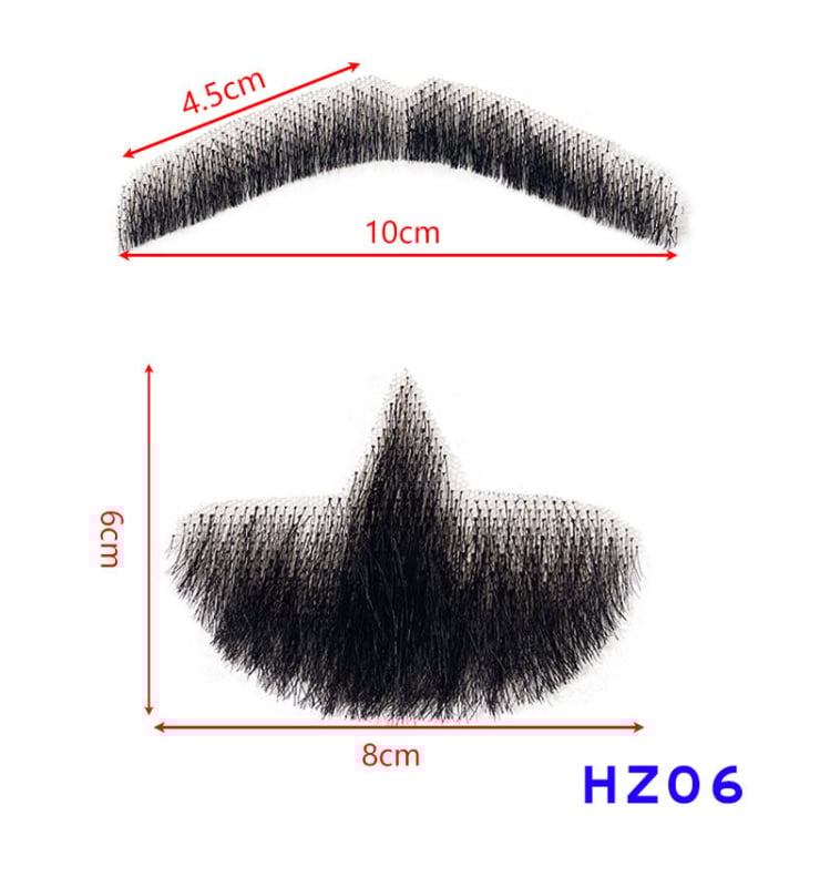Férfi sminkhez való szakáll rekvizit, kézzel szőtt valódi hajból, rövid paróka, modell HZ, filmes és televíziós megjelenítéshez