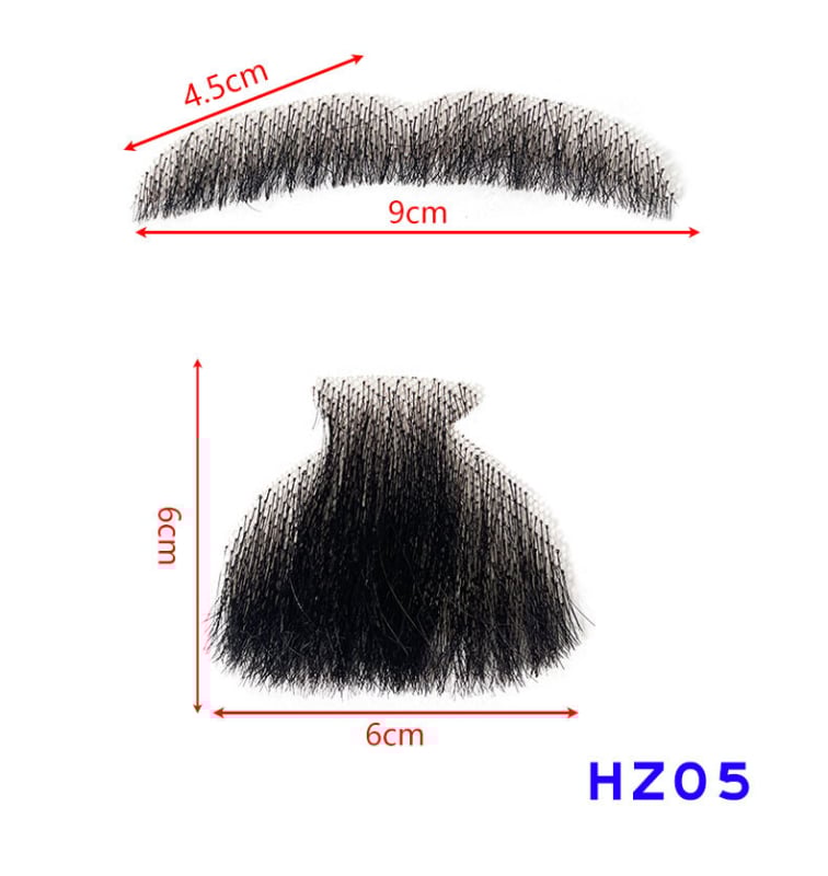 Férfi sminkhez való szakáll rekvizit, kézzel szőtt valódi hajból, rövid paróka, modell HZ, filmes és televíziós megjelenítéshez