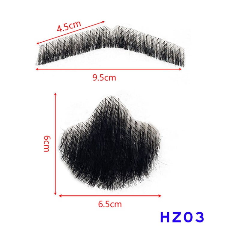 Férfi sminkhez való szakáll rekvizit, kézzel szőtt valódi hajból, rövid paróka, modell HZ, filmes és televíziós megjelenítéshez