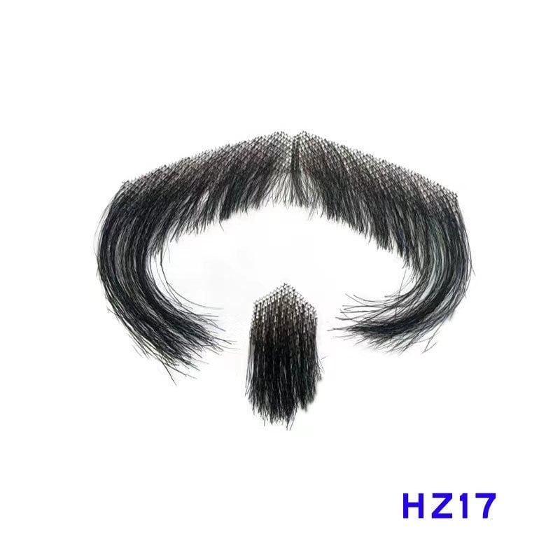 Férfi sminkhez való szakáll rekvizit, kézzel szőtt valódi hajból, rövid paróka, modell HZ, filmes és televíziós megjelenítéshez