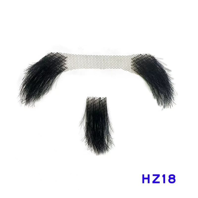Férfi sminkhez való szakáll rekvizit, kézzel szőtt valódi hajból, rövid paróka, modell HZ, filmes és televíziós megjelenítéshez