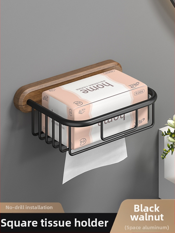 Fából készült falra szerelhető törölközőtartó, fúrás nélküli, hat darabos készlet