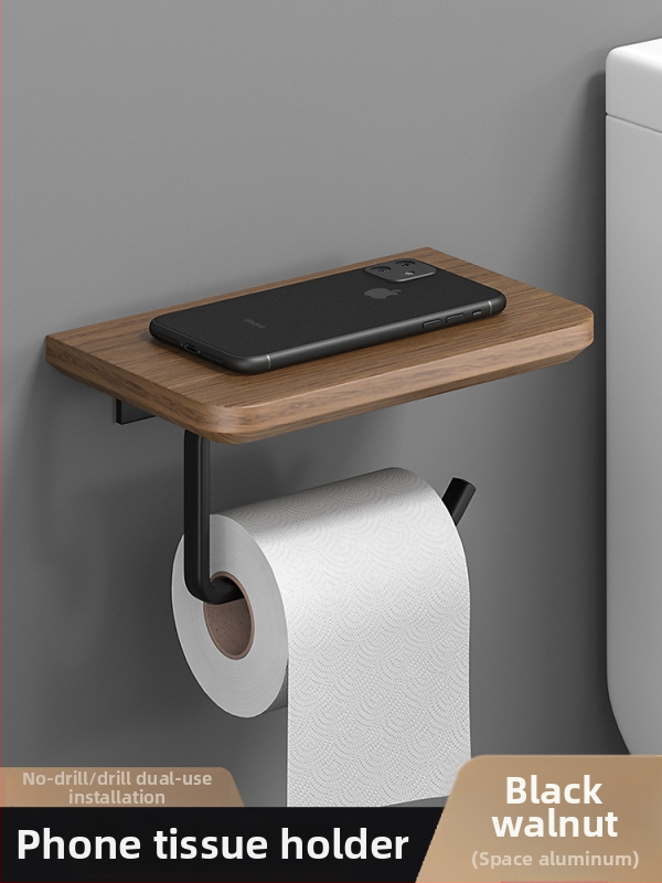 Fából készült falra szerelhető törölközőtartó, fúrás nélküli, hat darabos készlet