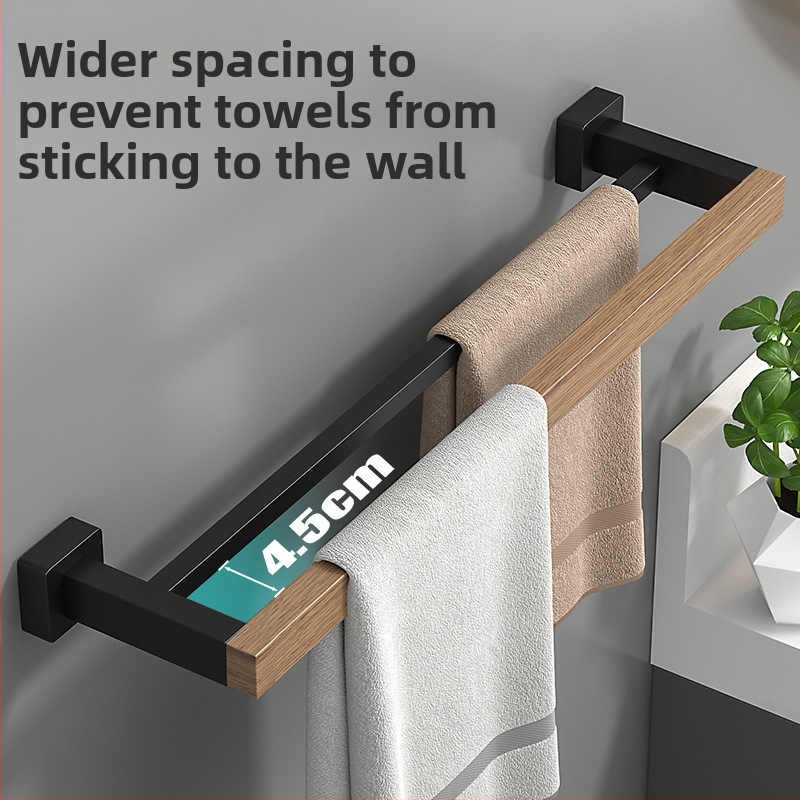 Nástenný drevený vešiak na uteráky, bez vŕtania, šestidielny set