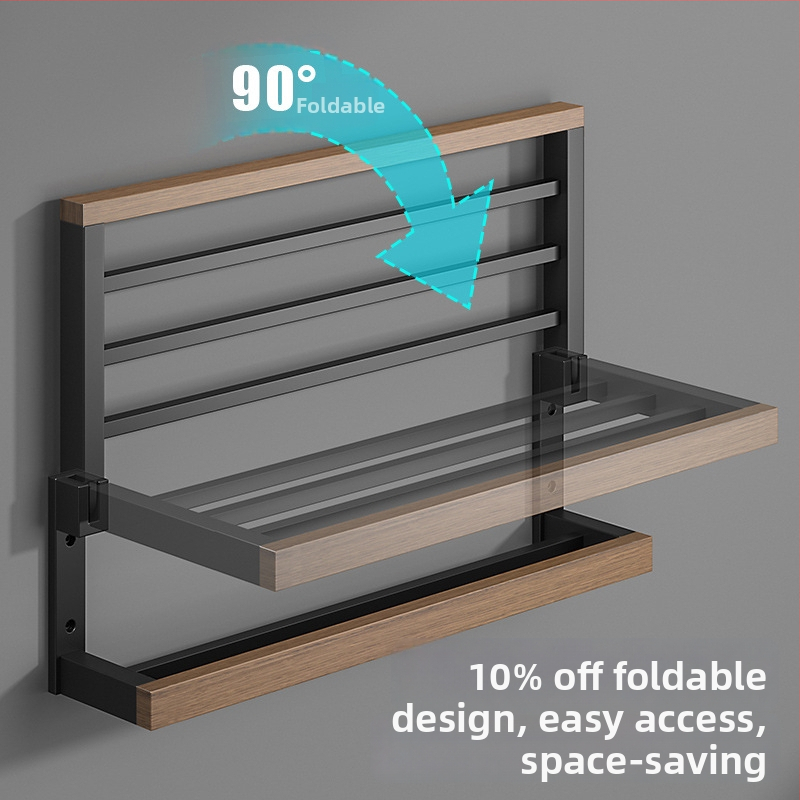 Nástenný drevený vešiak na uteráky, bez vŕtania, šestidielny set