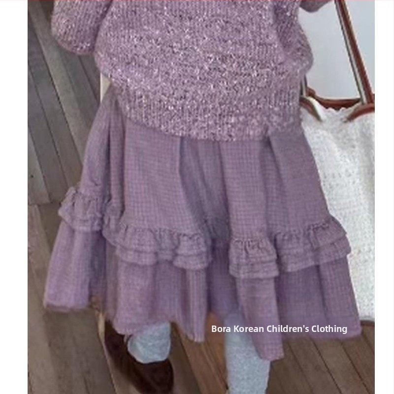 Fustă pentru fete, versiune coreeană, 100% poliester, țesătură tratată moale, pentru 3–8 ani