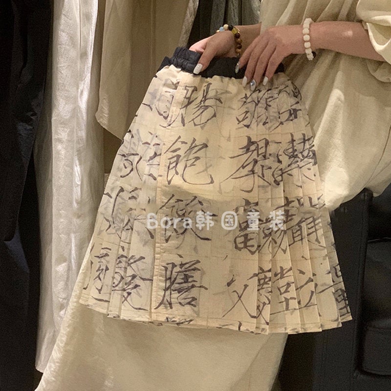 Fustă pentru fete, versiune coreeană, 100% poliester, țesătură tratată moale, pentru 3–8 ani