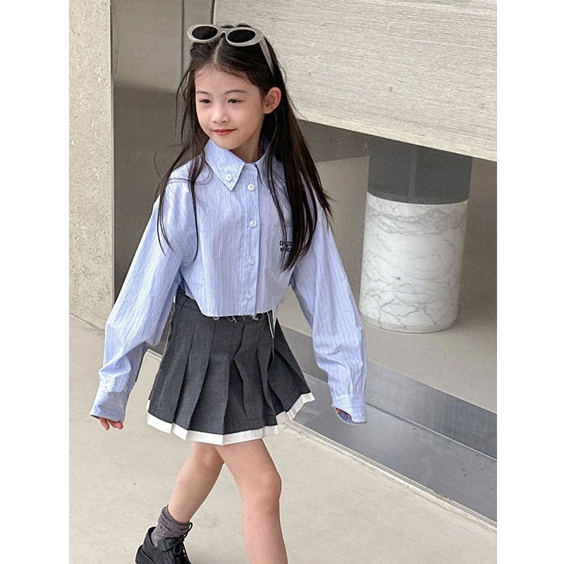 Fustă pentru fete, versiune coreeană, 100% poliester, țesătură tratată moale, pentru 3–8 ani