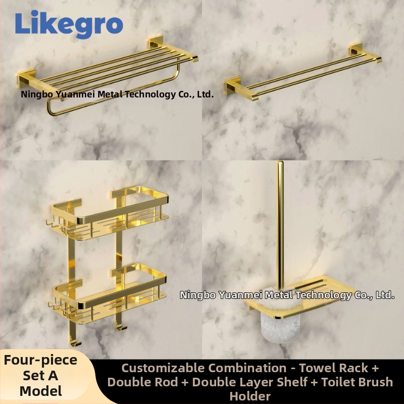 Alumínium ötvözetű fürdőtörölközőtartó, falra szerelhető fürdőszobai tároló készlet Lanke-tól — megfizethető luxus, 2–6 darabos készletek