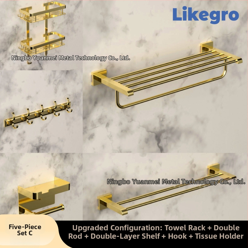 Alumínium ötvözetű fürdőtörölközőtartó, falra szerelhető fürdőszobai tároló készlet Lanke-tól — megfizethető luxus, 2–6 darabos készletek