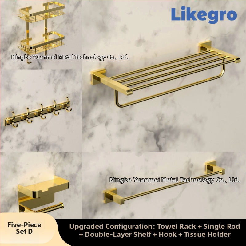 Alumínium ötvözetű fürdőtörölközőtartó, falra szerelhető fürdőszobai tároló készlet Lanke-tól — megfizethető luxus, 2–6 darabos készletek