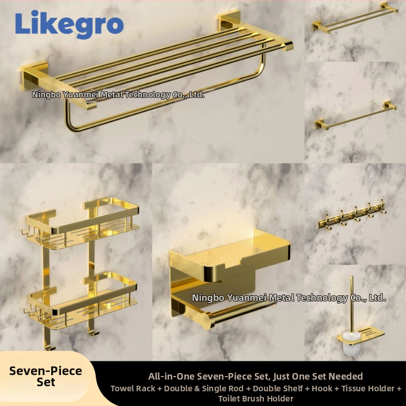 Alumínium ötvözetű fürdőtörölközőtartó, falra szerelhető fürdőszobai tároló készlet Lanke-tól — megfizethető luxus, 2–6 darabos készletek