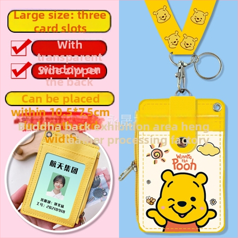 Holder de card pentru gât, multifuncțional, cu fermoar pentru monede — imprimeu anime, piele PU, potrivit pentru toate genurile, stil urban minimalist, primăvara 2024