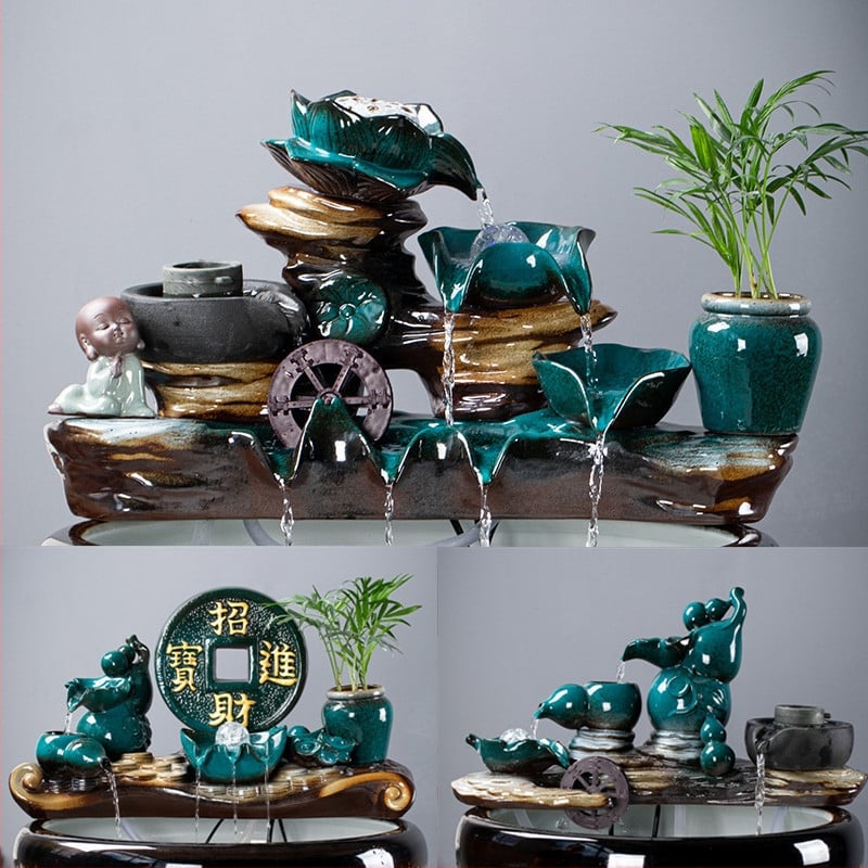 Kerámia automatikus keringő víz dekoráció akváriumhoz, felület spray-festett, festett kivitel, stílus Új kínai stílus