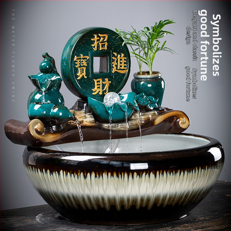 Kerámia automatikus keringő víz dekoráció akváriumhoz, felület spray-festett, festett kivitel, stílus Új kínai stílus