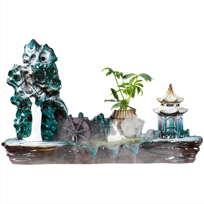 Kerámia automatikus keringő víz dekoráció akváriumhoz, felület spray-festett, festett kivitel, stílus Új kínai stílus
