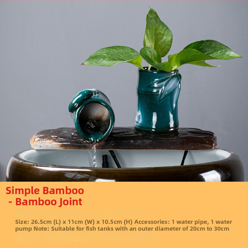 Kerámia automatikus keringő víz dekoráció akváriumhoz, felület spray-festett, festett kivitel, stílus Új kínai stílus