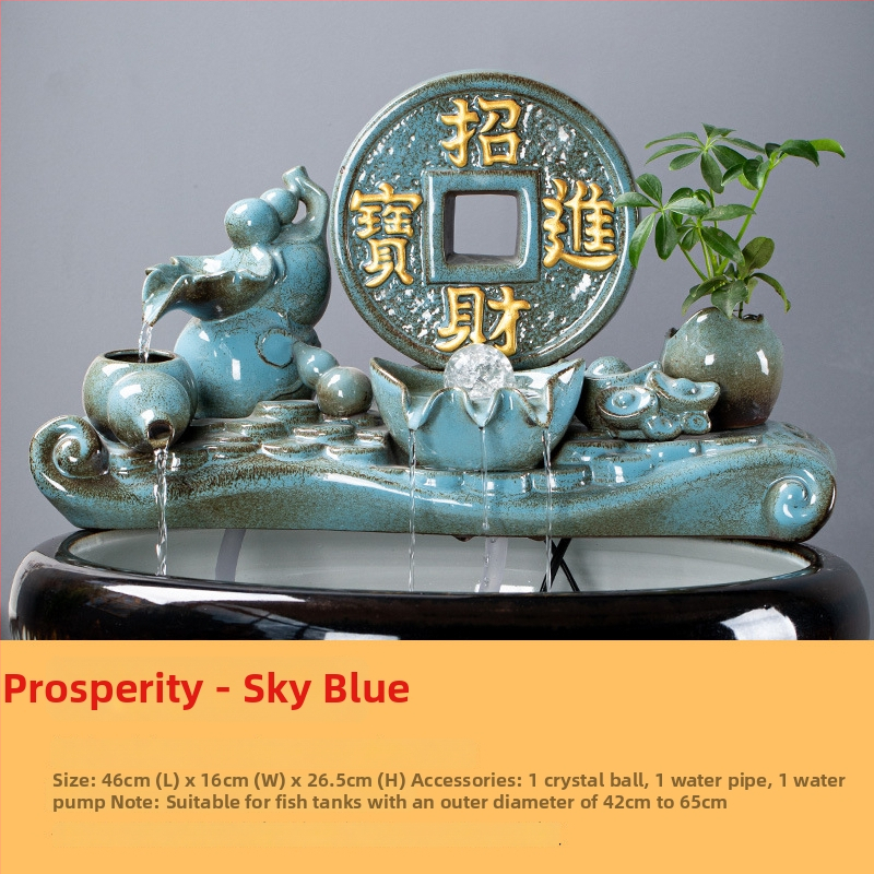 Kerámia automatikus keringő víz dekoráció akváriumhoz, felület spray-festett, festett kivitel, stílus Új kínai stílus