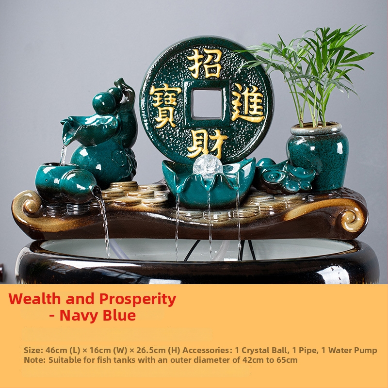 Kerámia automatikus keringő víz dekoráció akváriumhoz, felület spray-festett, festett kivitel, stílus Új kínai stílus