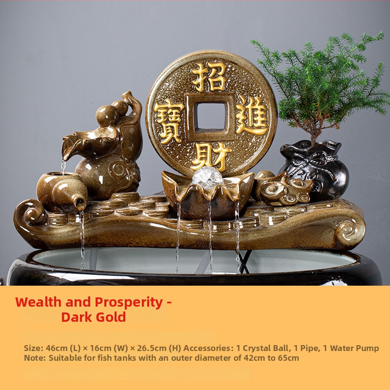 Kerámia automatikus keringő víz dekoráció akváriumhoz, felület spray-festett, festett kivitel, stílus Új kínai stílus