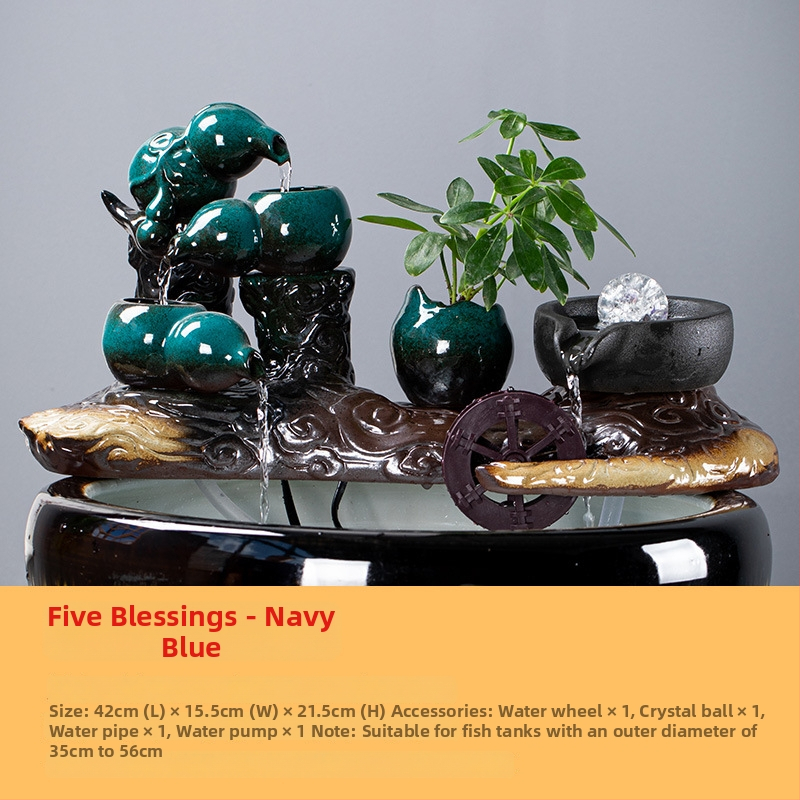 Kerámia automatikus keringő víz dekoráció akváriumhoz, felület spray-festett, festett kivitel, stílus Új kínai stílus