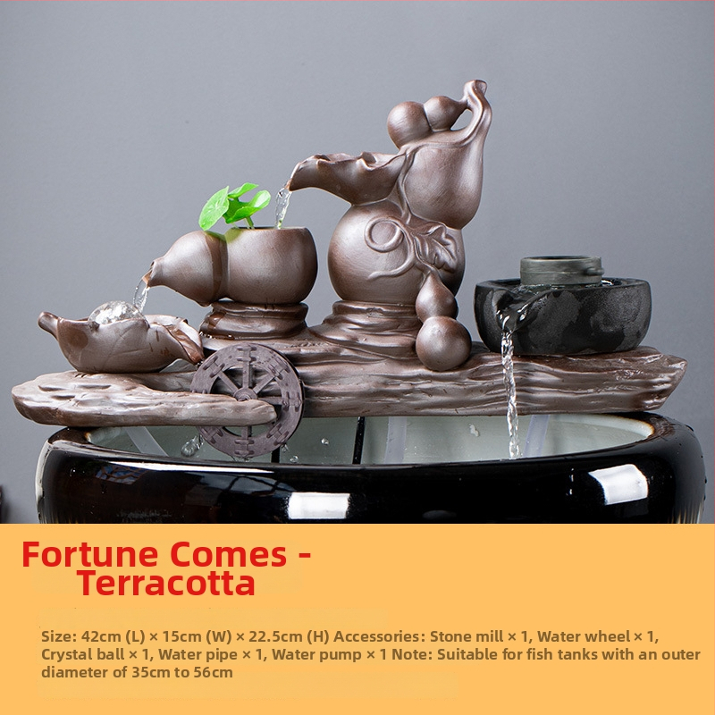 Kerámia automatikus keringő víz dekoráció akváriumhoz, felület spray-festett, festett kivitel, stílus Új kínai stílus