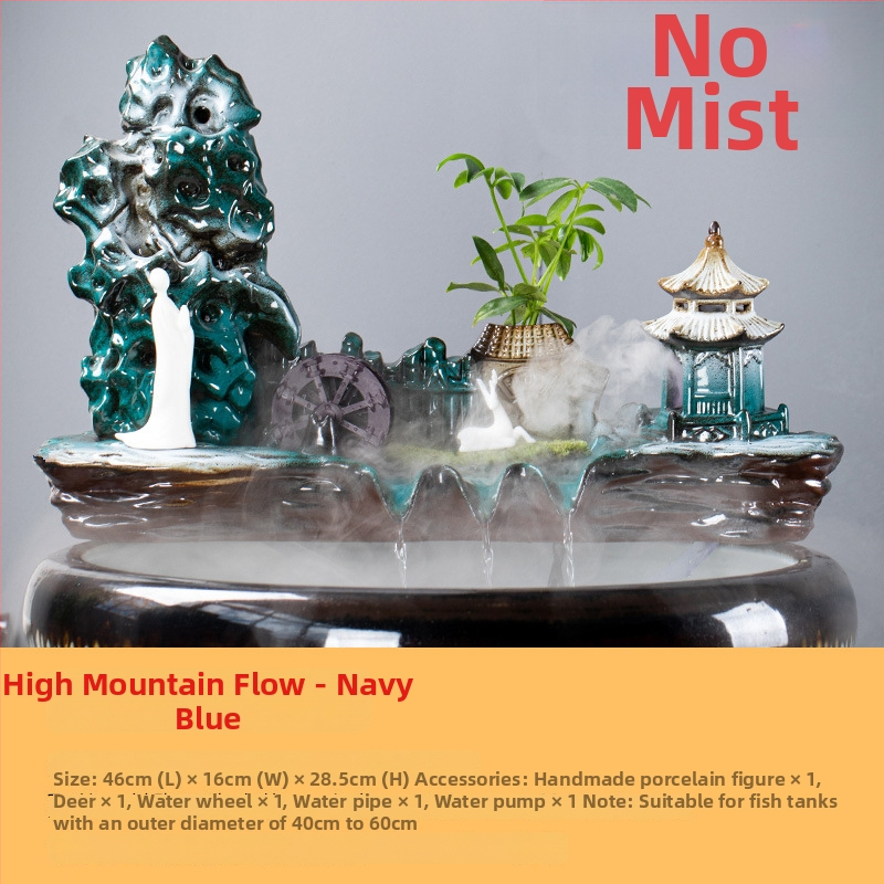 Kerámia automatikus keringő víz dekoráció akváriumhoz, felület spray-festett, festett kivitel, stílus Új kínai stílus