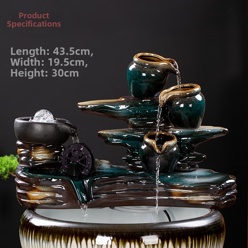 Kerámia automatikus keringő víz dekoráció akváriumhoz, felület spray-festett, festett kivitel, stílus Új kínai stílus