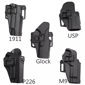 Toc de pistol tactic exterior cu tragere rapidă — curea talie ABS, compatibil cu M1911/M92/P226/USP/Glock 17