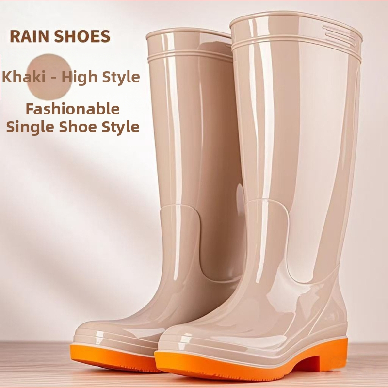 Dámske čižmy do dažďa z PVC, strednej výšky lýtka, vodeodolné a protišmykové, s bavlnenou podšívkou.