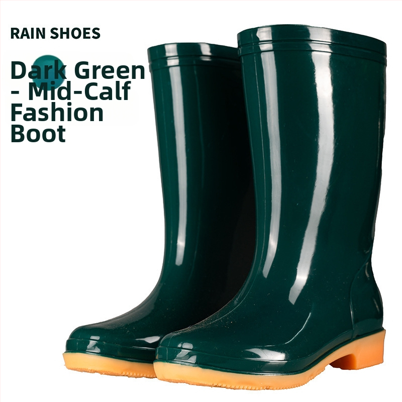 Γυναικείες γαλότσες βροχής PVC, με μεσαίο μήκος γάμπας, αδιάβροχες και αντιολισθητικές, με επένδυση από βαμβάκι.