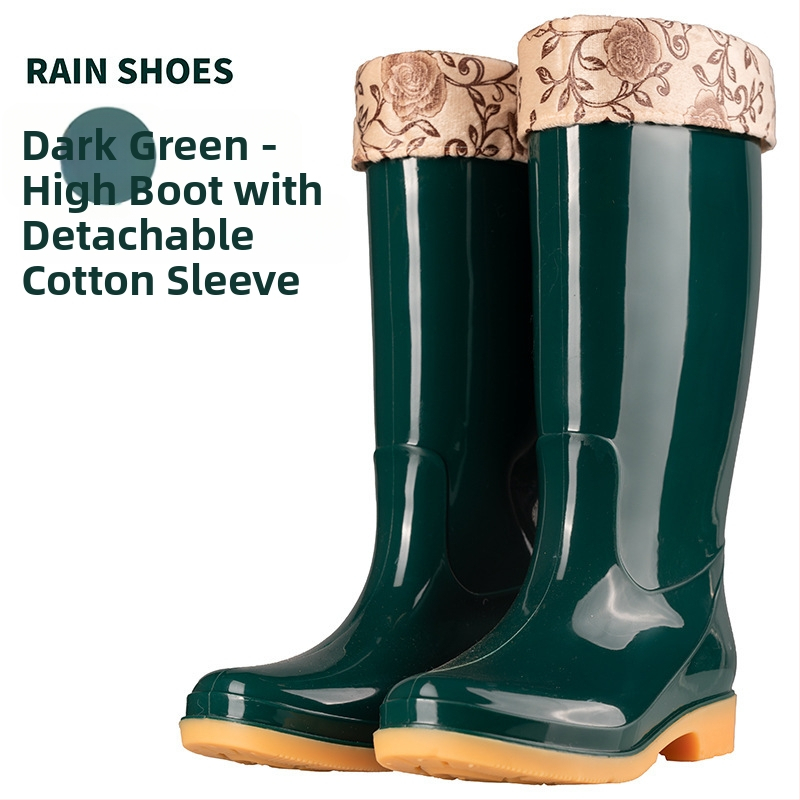Γυναικείες γαλότσες βροχής PVC, με μεσαίο μήκος γάμπας, αδιάβροχες και αντιολισθητικές, με επένδυση από βαμβάκι.