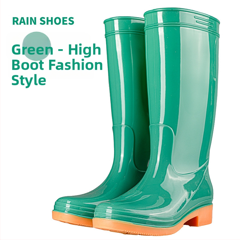 Γυναικείες γαλότσες βροχής PVC, με μεσαίο μήκος γάμπας, αδιάβροχες και αντιολισθητικές, με επένδυση από βαμβάκι.