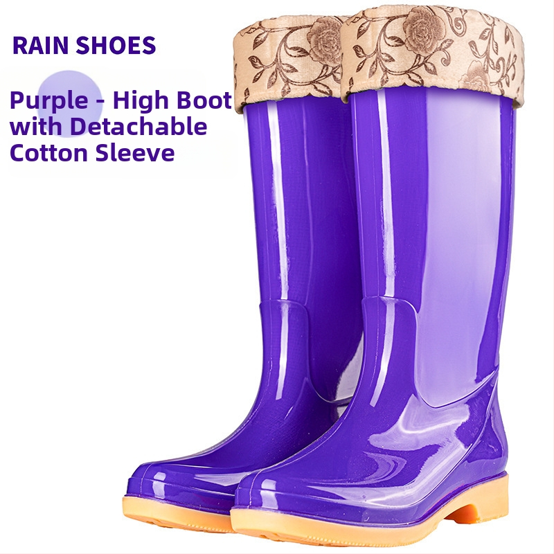 Γυναικείες γαλότσες βροχής PVC, με μεσαίο μήκος γάμπας, αδιάβροχες και αντιολισθητικές, με επένδυση από βαμβάκι.