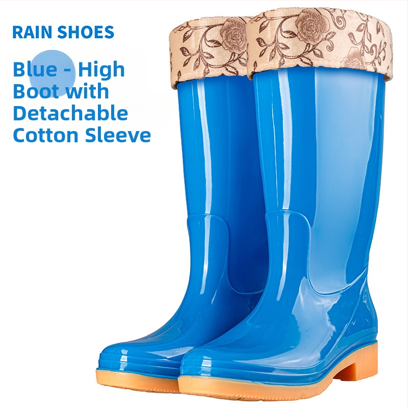 Γυναικείες γαλότσες βροχής PVC, με μεσαίο μήκος γάμπας, αδιάβροχες και αντιολισθητικές, με επένδυση από βαμβάκι.