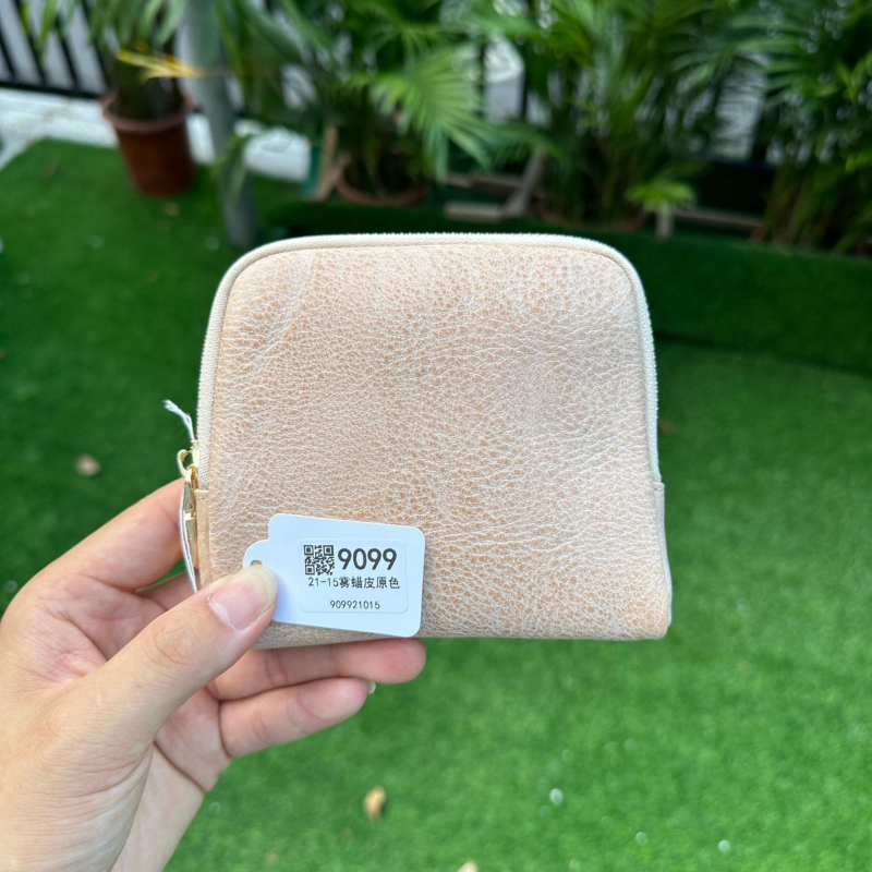 Geantă de depozitare din piele naturală, cu fermoar, căptușeală din pânză, piele tăbăcuită vegetal, foarte ușoară