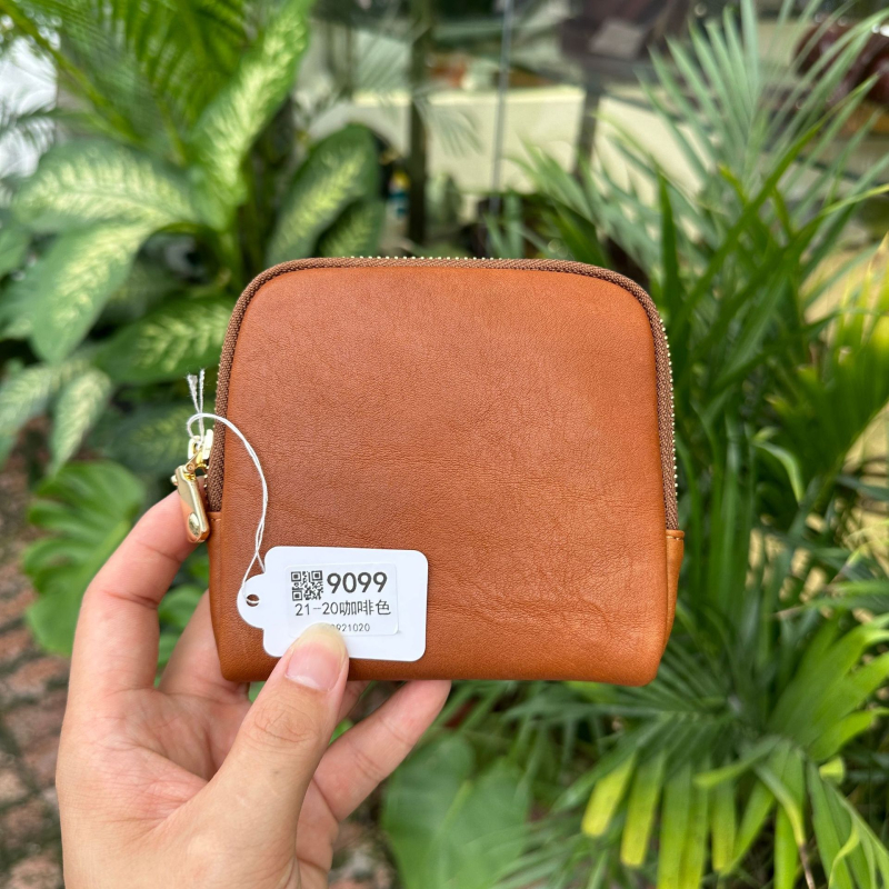 Geantă de depozitare din piele naturală, cu fermoar, căptușeală din pânză, piele tăbăcuită vegetal, foarte ușoară