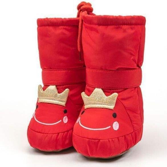 Παιδικά παπούτσια προπερπατήματος για χειμώνα με σχέδιο καρτούν; PU σόλα, άνω μέρος από μικροΐνα, κατάλληλα για 6–12 μηνών