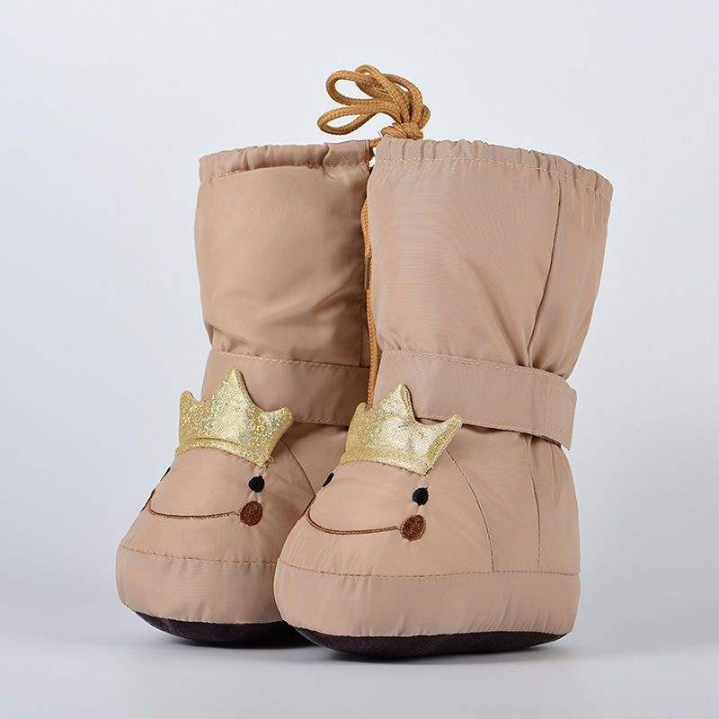 Παιδικά παπούτσια προπερπατήματος για χειμώνα με σχέδιο καρτούν; PU σόλα, άνω μέρος από μικροΐνα, κατάλληλα για 6–12 μηνών