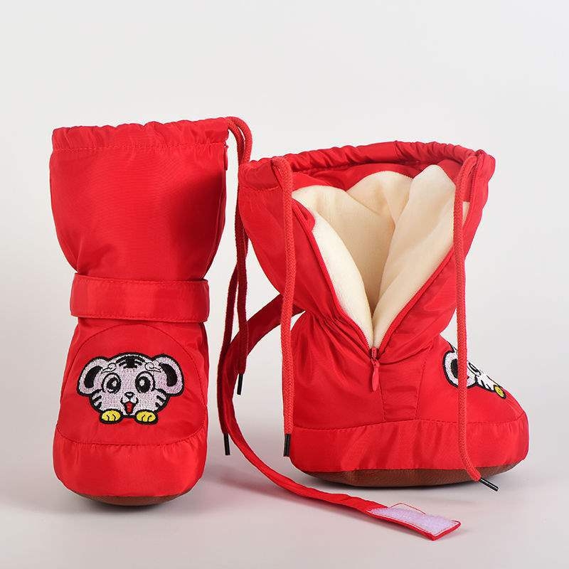 Παιδικά παπούτσια προπερπατήματος για χειμώνα με σχέδιο καρτούν; PU σόλα, άνω μέρος από μικροΐνα, κατάλληλα για 6–12 μηνών