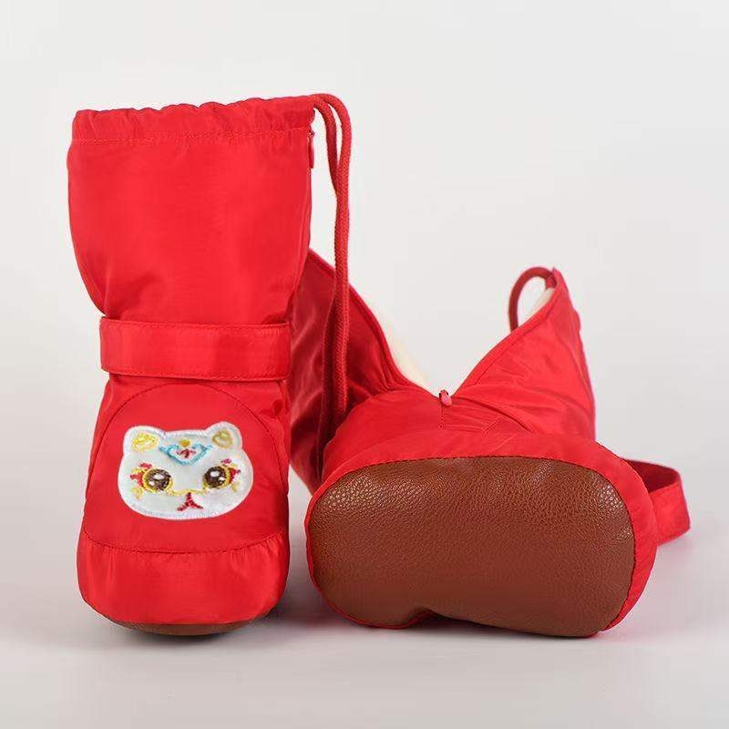 Παιδικά παπούτσια προπερπατήματος για χειμώνα με σχέδιο καρτούν; PU σόλα, άνω μέρος από μικροΐνα, κατάλληλα για 6–12 μηνών